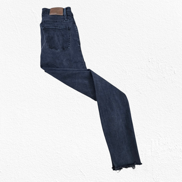 Madewell Washed Black Distressed 9 in High Rise Ankle Crop Skinny Jeans Size 25 - Picture 7 of 10